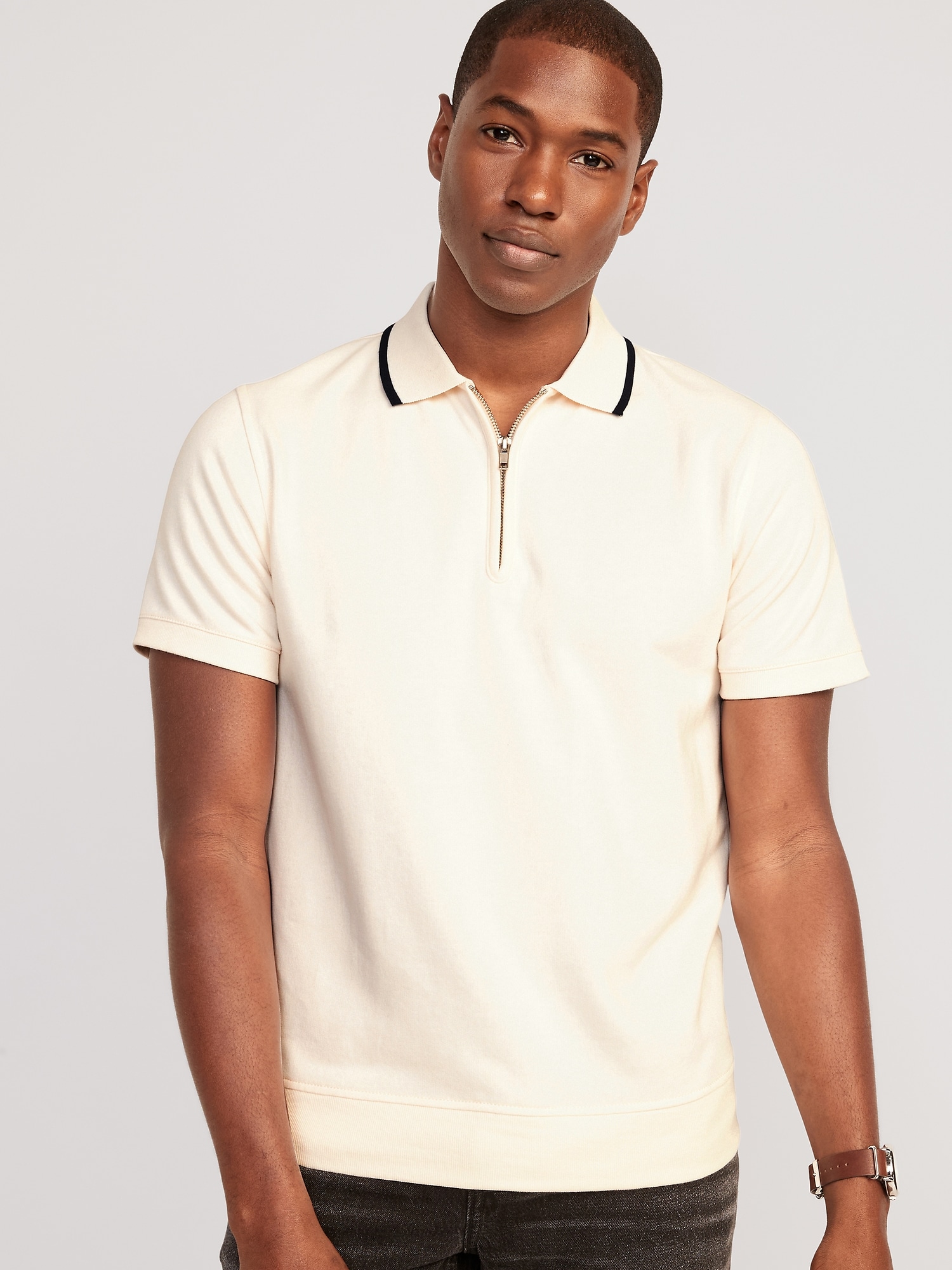 Tipped-Collar French Terry Quarter ZipPolo | Old Navy