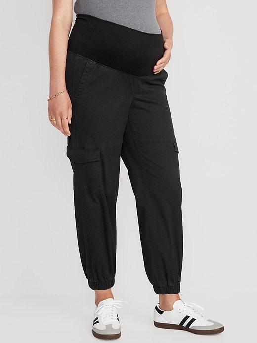 Image number 1 showing, Maternity Foldover-Waist Cargo Pants