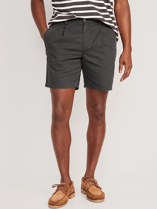 View large product image 1 of 3. Slim Built-In Flex Ultimate Chino Pleated Shorts -- 7-inch inseam