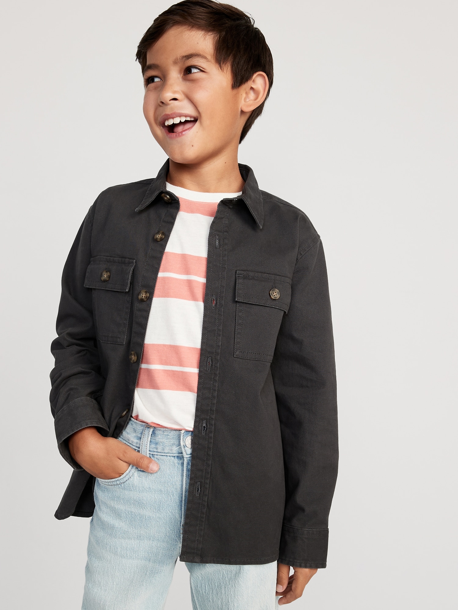 Long-Sleeve Utility Pocket Twill Shirt for Boys | Old Navy