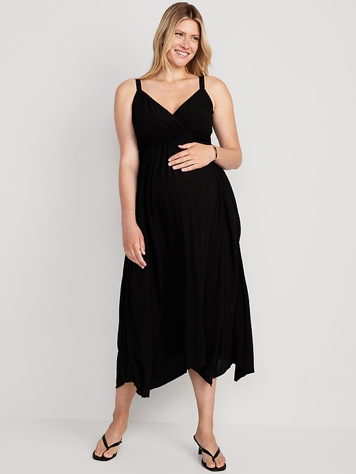 Image number 1 showing, Maternity Waist-Defined Sleeveless Crepe Maxi Dress