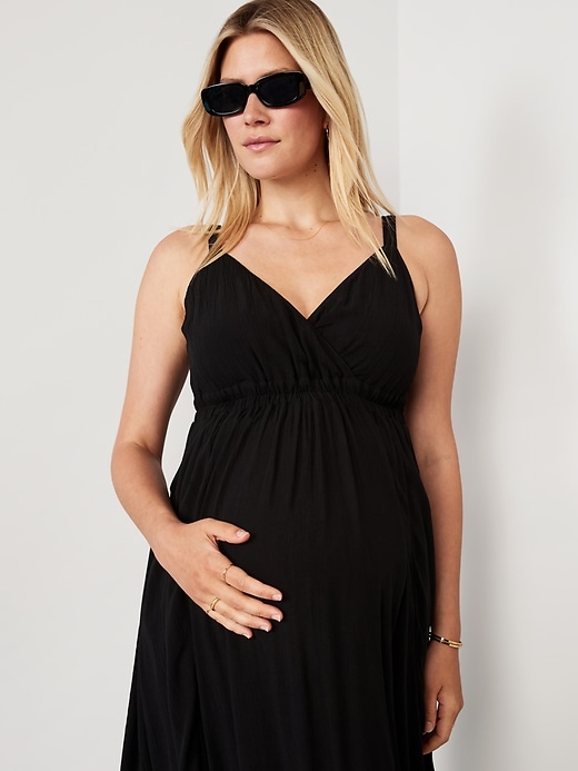 Image number 3 showing, Maternity Waist-Defined Sleeveless Crepe Maxi Dress