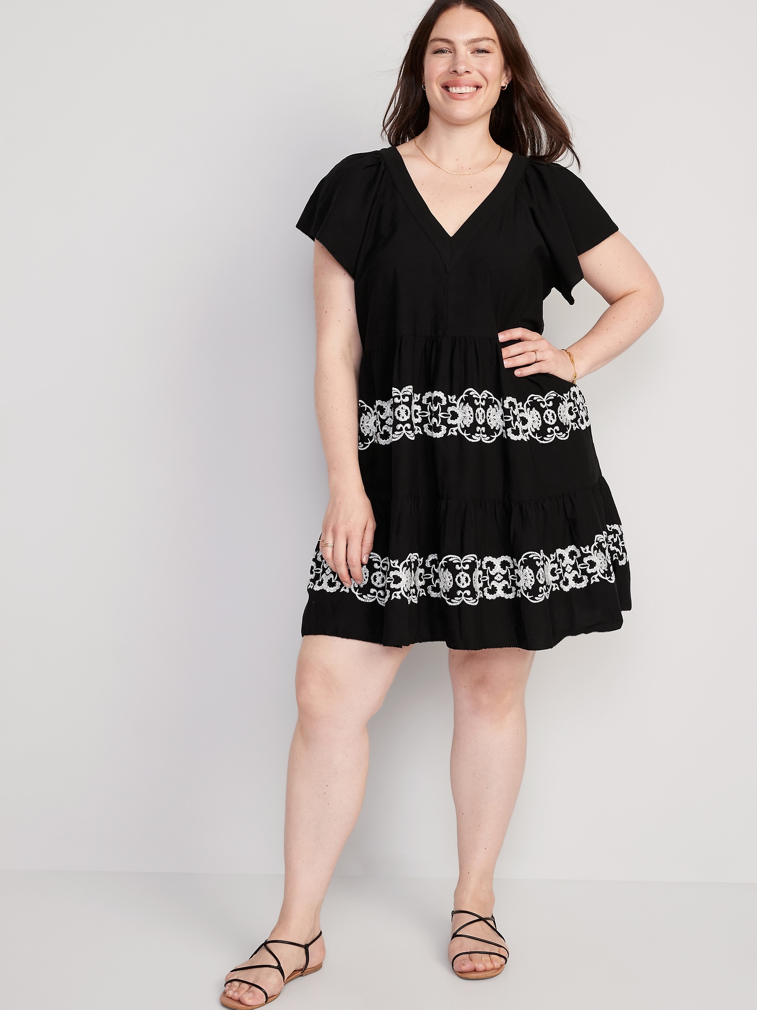 Matching Embroidered Mini Swing Dress | Old Navy
