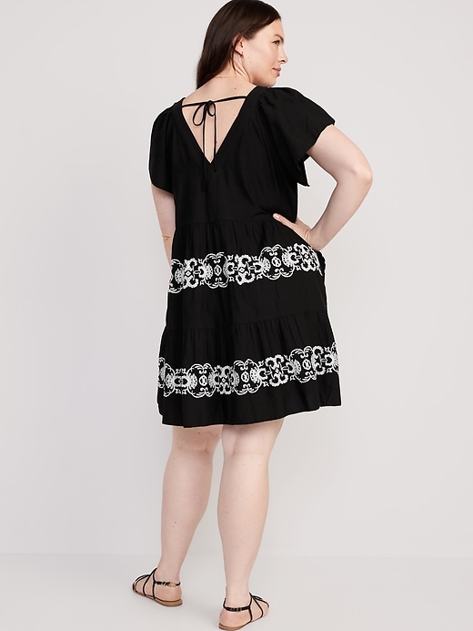 embroidered mini swing dress Botanical Embroidered Sleeveless Swing Mini Dress