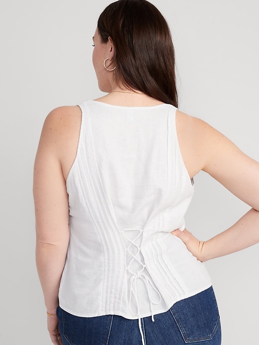 Image number 8 showing, Fitted Sleeveless Linen-Blend V-Neck Top