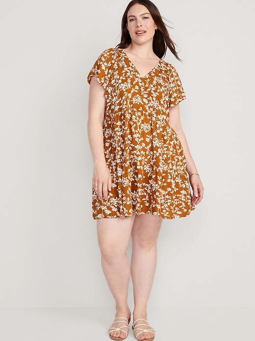 Image number 6 showing, Short-Sleeve Tiered Mini Swing Dress