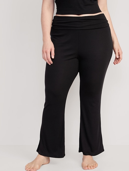 Mid-Rise UltraLite Foldover-Waist Flare Lounge Pants | Old Navy