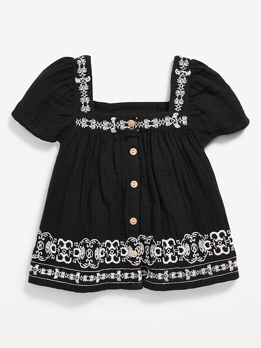 View large product image 1 of 1. Flutter-Sleeve Button-Front Top for Toddler Girls