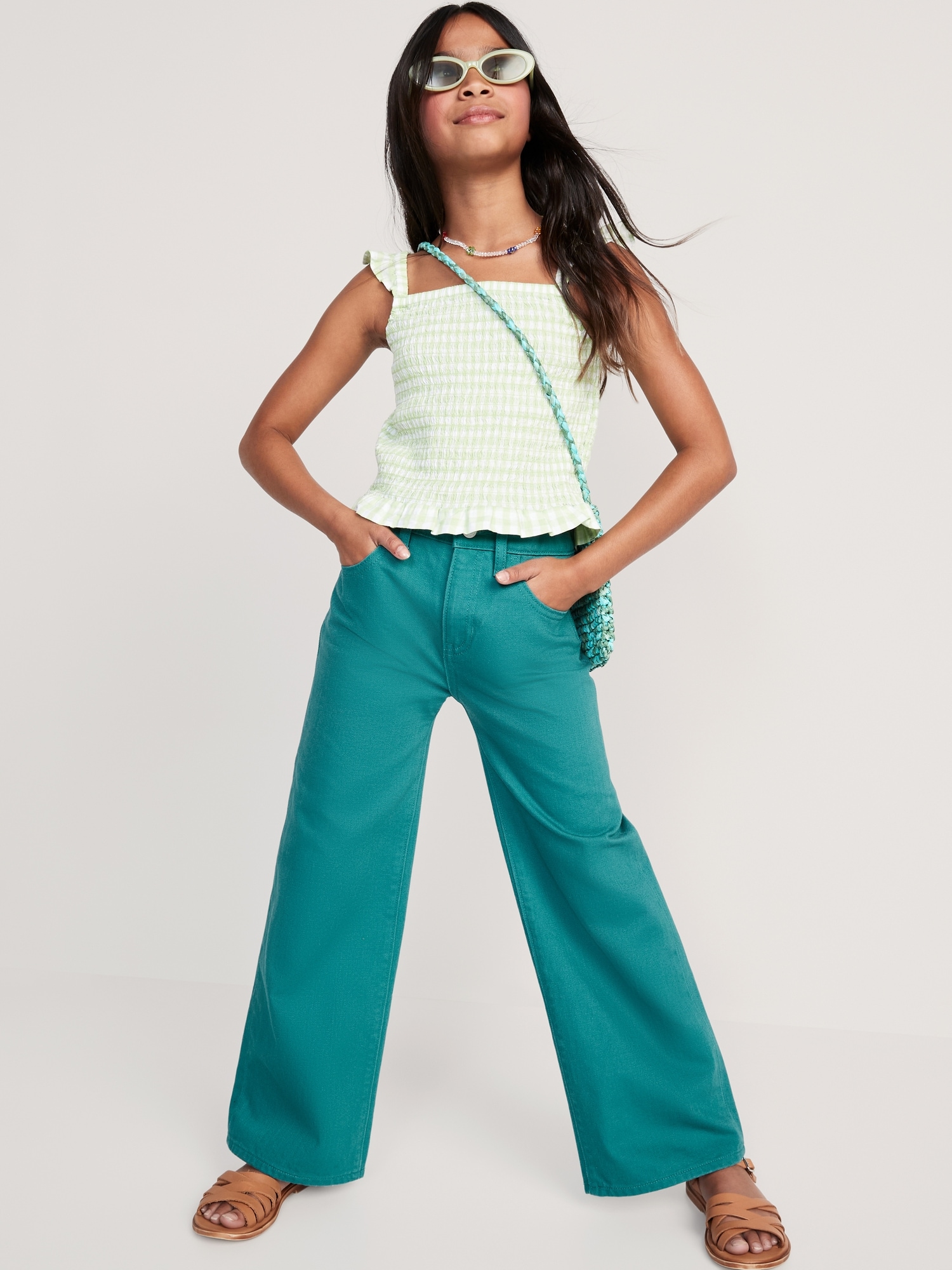 High-Waisted Baggy Wide-Leg Jeans for Girls, Old Navy