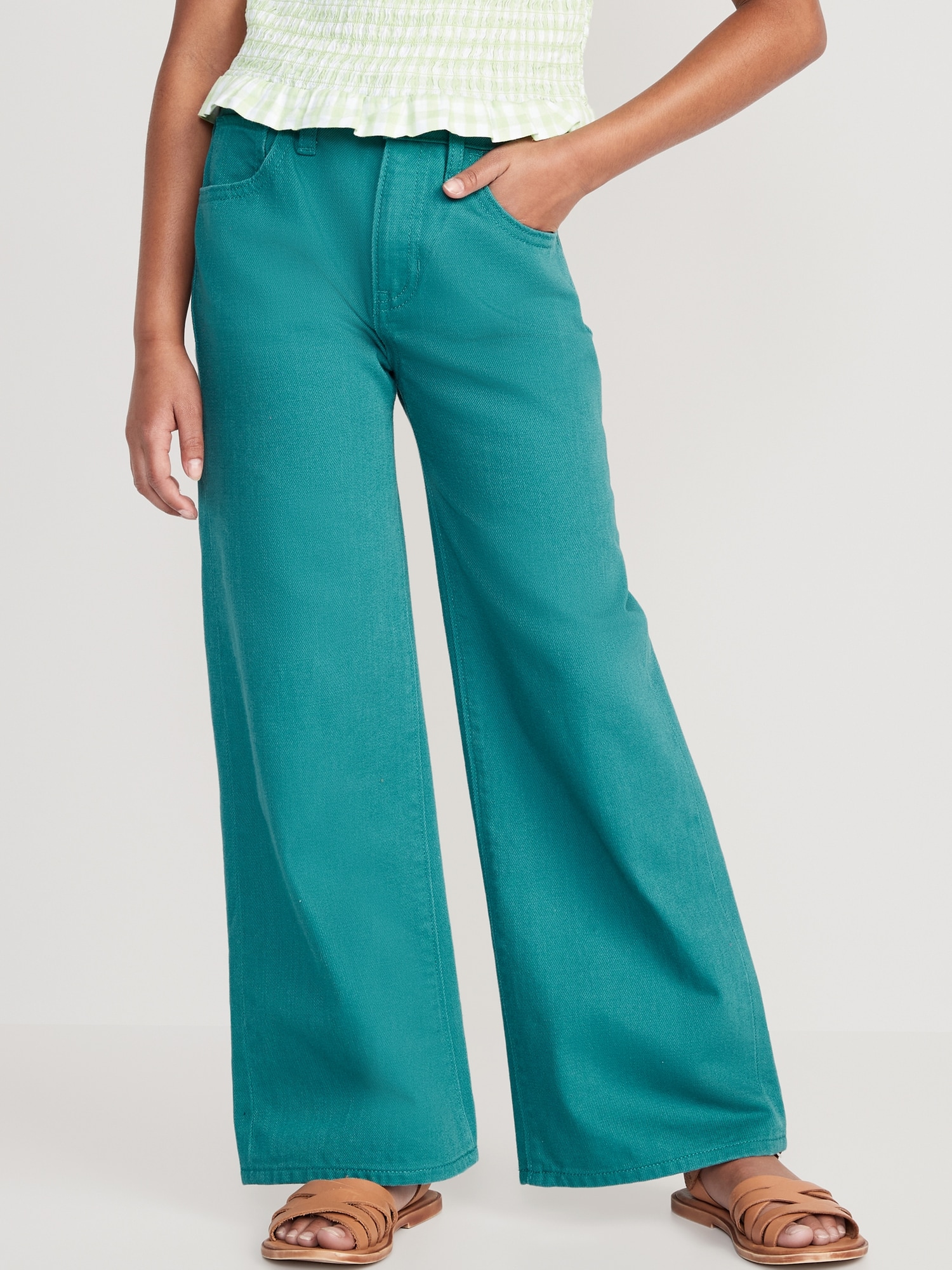 Extra High-Waisted Pop-Color Wide-Leg Jeans