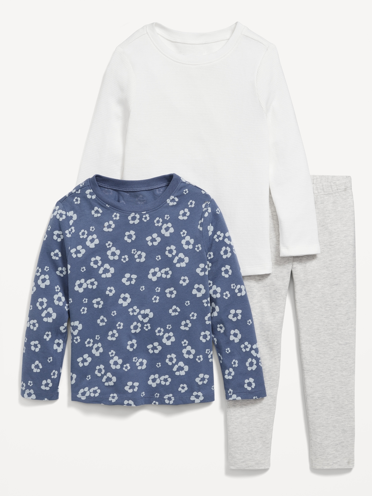 Old Navy 3-Piece Long-Sleeve T-Shirt and Leggings Set for Toddler Girls blue. 1