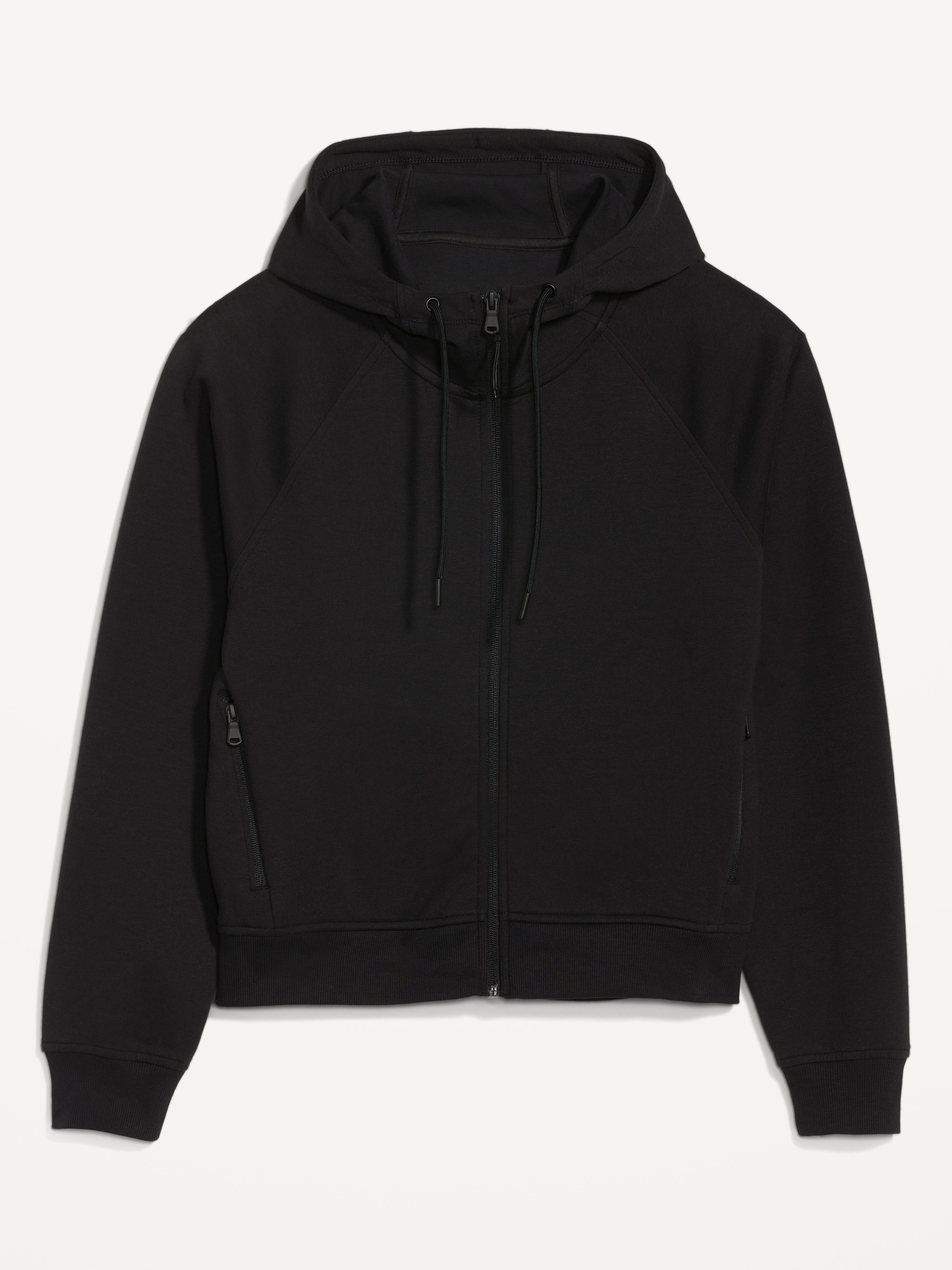 Zip Front Fleece Jacket-Cotton /Spandex Blend, Black, X-Large