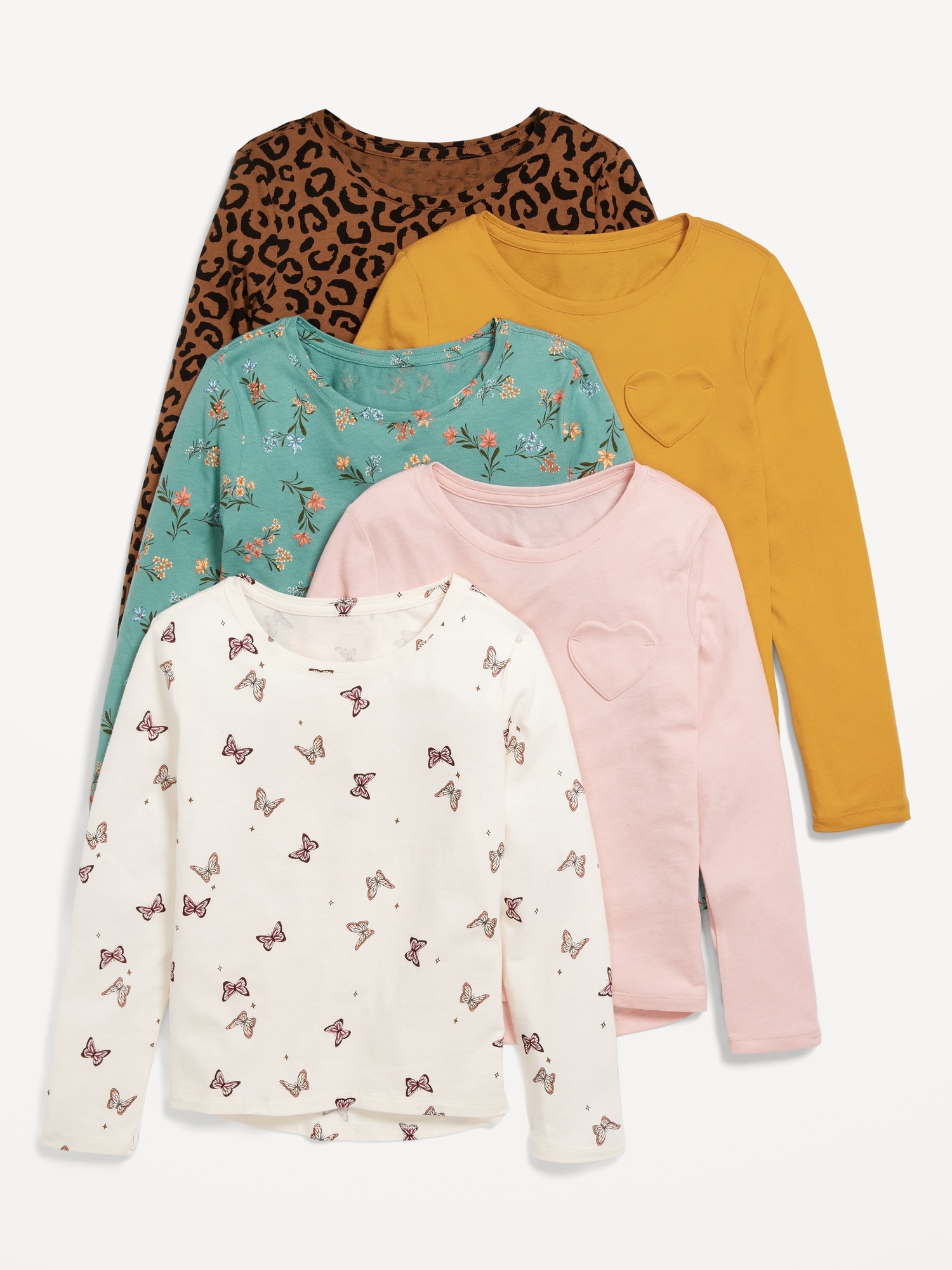 Softest Long-Sleeve T-Shirt Variety 5-Pack for Girls