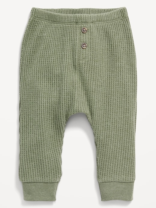 View large product image 1 of 1. Unisex Thermal-Knit Buttoned Jogger Pants for Baby