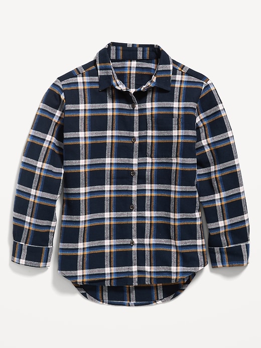 View large product image 2 of 3. Cozy Long-Sleeve Button-Front Plaid Tunic Shirt for Girls