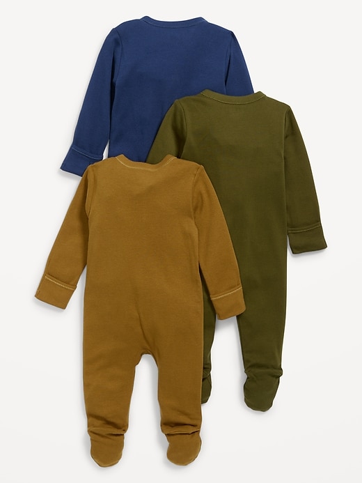 View large product image 2 of 3. 3-Pack Unisex 2-Way-Zip Sleep & Play Footed One-Piece for Baby