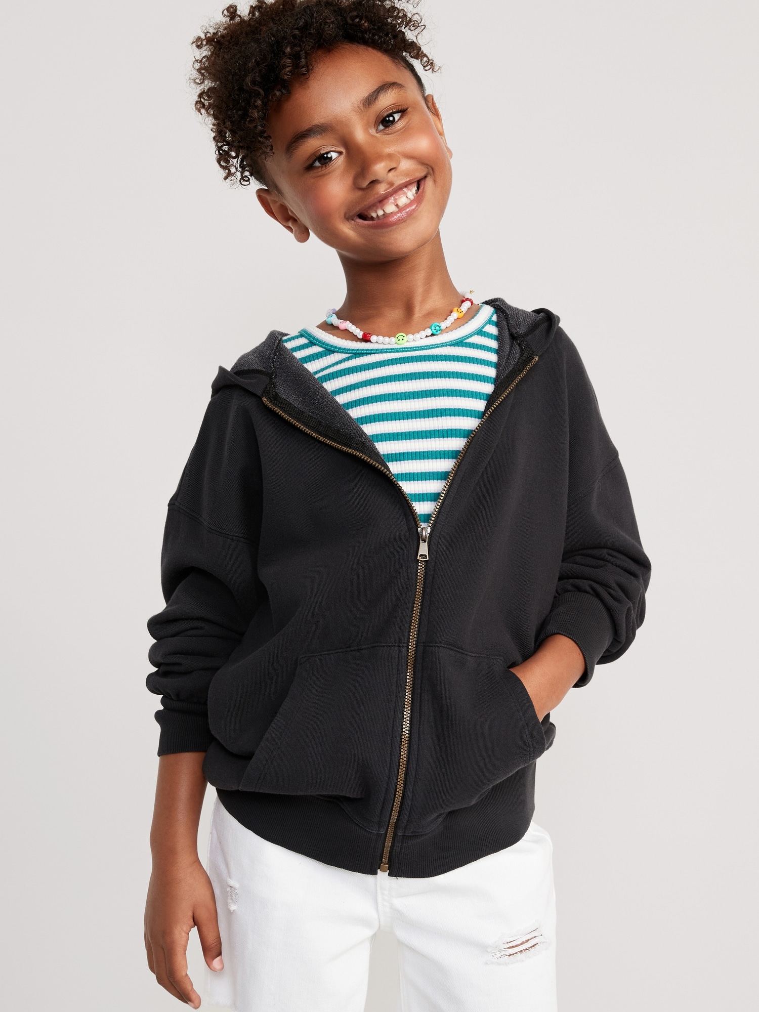 French Terry Zip Tunic Hoodie for Girls | Old Navy