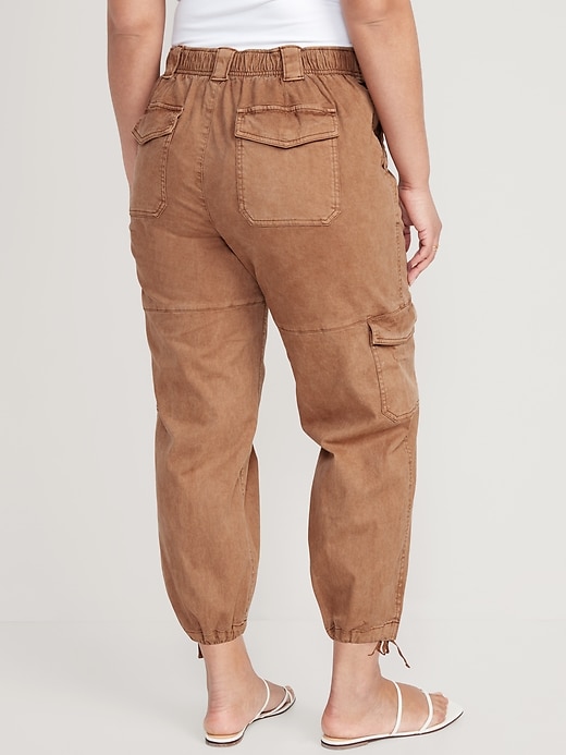 Image number 6 showing, High-Waisted Barrel-Leg Cargo Ankle Pants