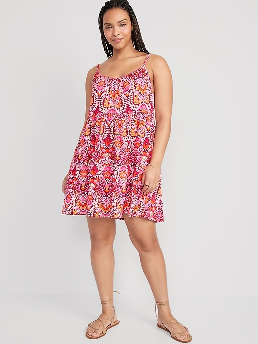 Braided-Strap Tiered Mini Swing Dress for Women | Old Navy