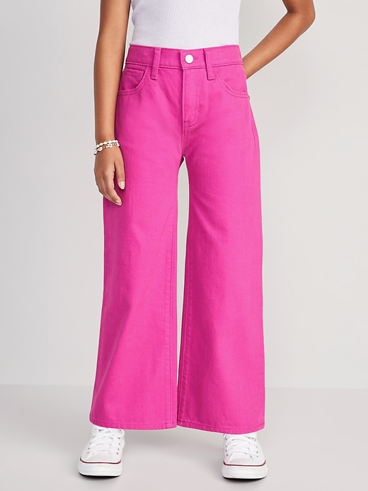 High-Waisted Pop-Color Baggy Wide-Leg Jeans for Girls | Old Navy