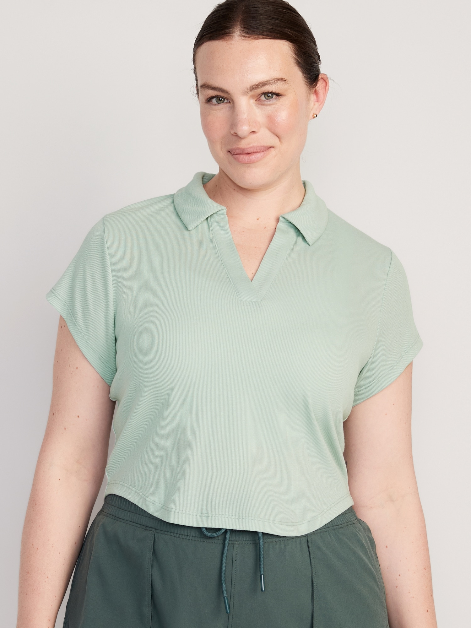 UltraLite Rib-Knit Cropped Polo Shirt for Women | Old Navy