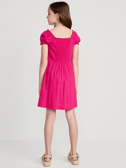 View large product image 2 of 2. Puff-Sleeve Clip-Dot Fit & Flare Dress for Girls