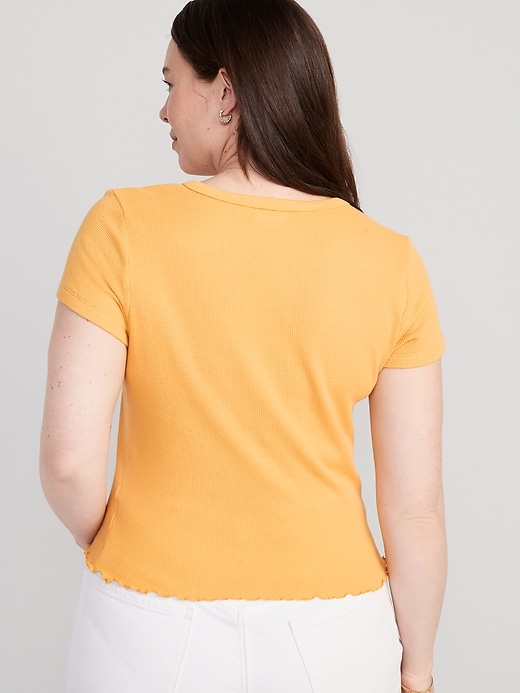 Image number 8 showing, Lettuce-Edge Thermal-Knit Crop T-Shirt