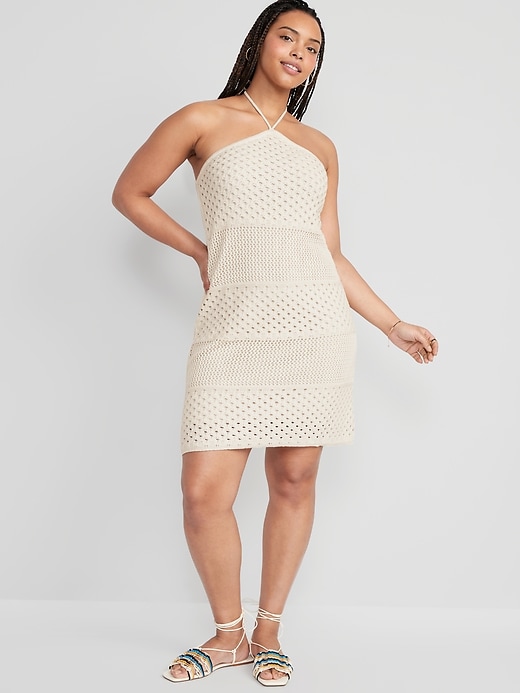 Image number 5 showing, Halter Crochet Mini Dress