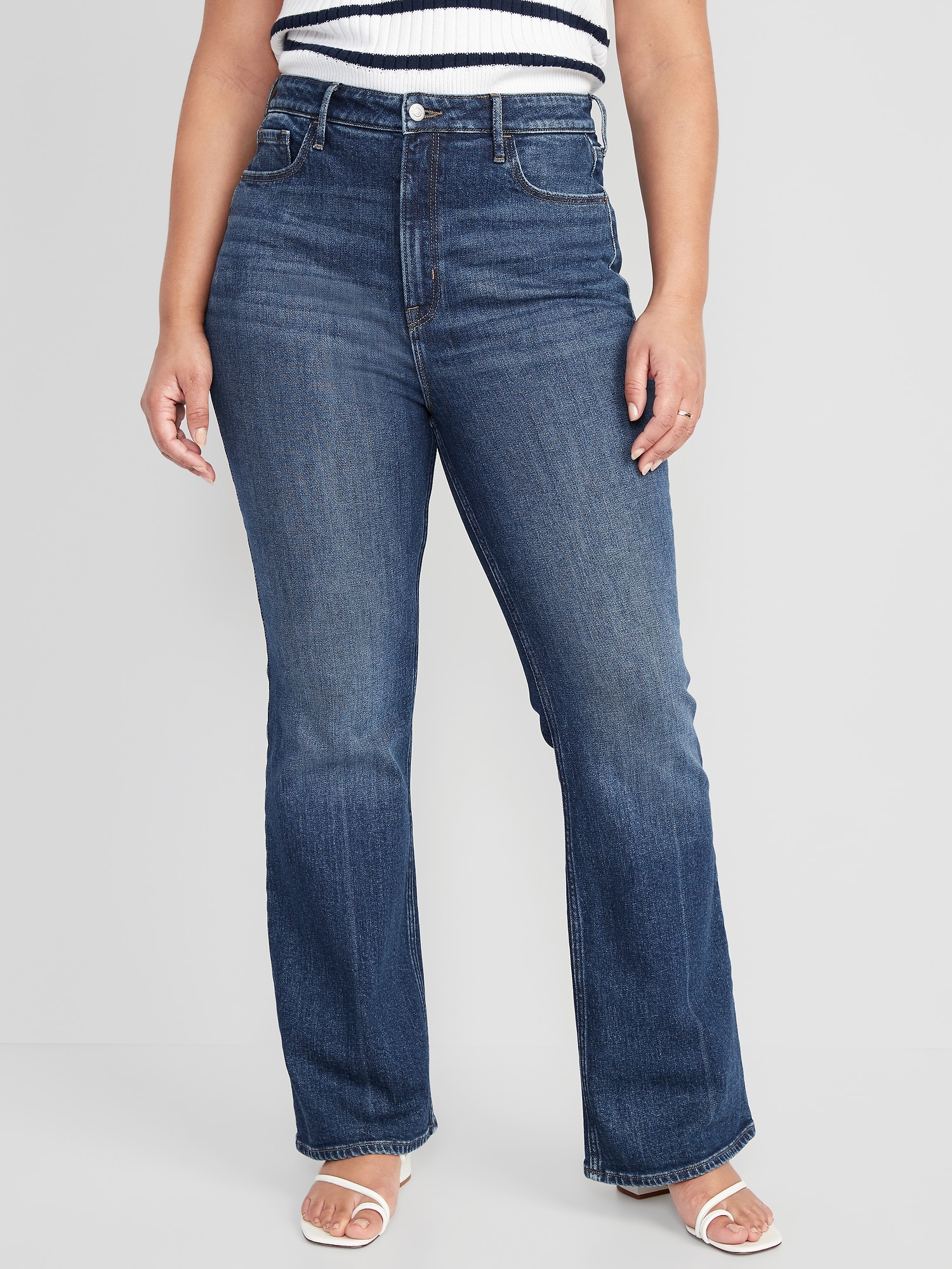 Old Navy Blue Stretch Denim High Rise Flare Jeans 6 - $31 - From