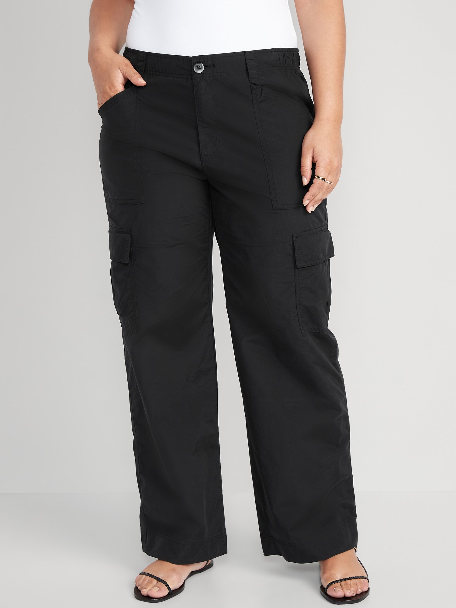 Old Navy Mid-Rise Rib-Knit Waist Soft-Woven Cargo Jogger Pants