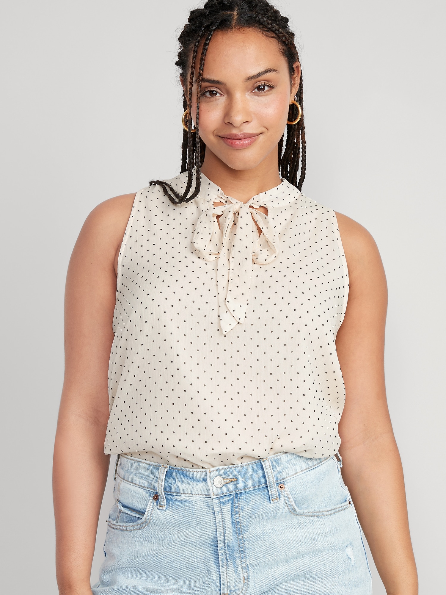 High Neck BowFront Chiffon Top for Women Old Navy