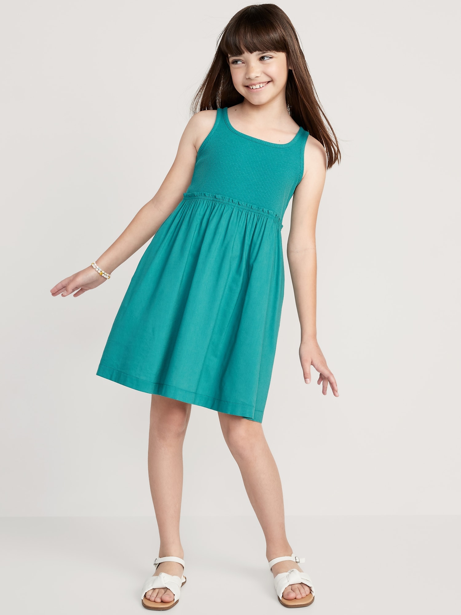 Old Navy Sleeveless Fit & Flare Dress for Girls green. 1
