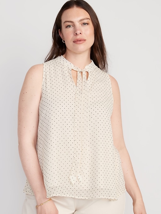 High Neck BowFront Chiffon Top for Women Old Navy
