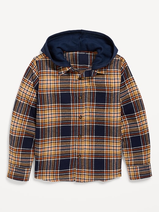 View large product image 2 of 3. Hooded Soft-Brushed Flannel Shirt for Boys