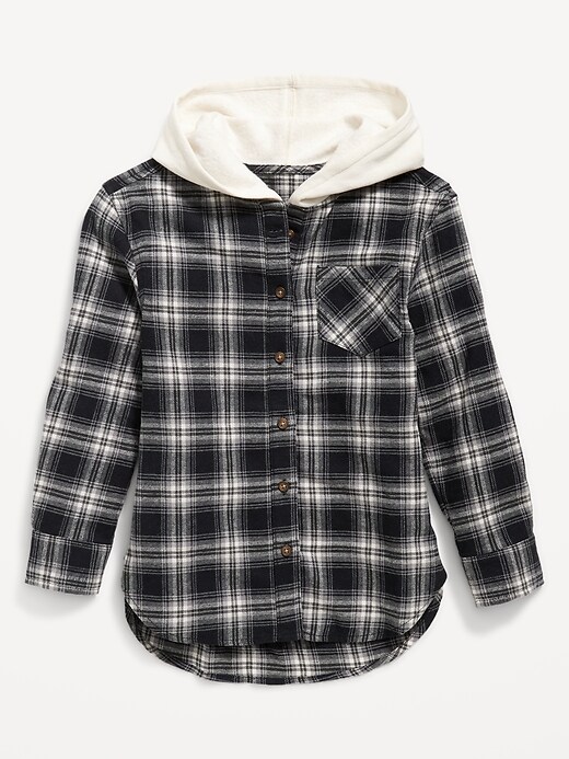 View large product image 2 of 3. Hooded Soft-Brushed Flannel Shirt for Girls