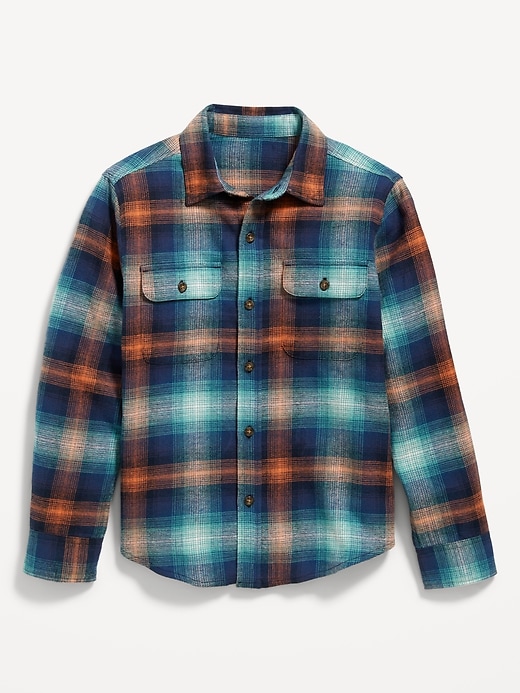 View large product image 2 of 3. Soft-Brushed Flannel Pocket Shirt for Boys