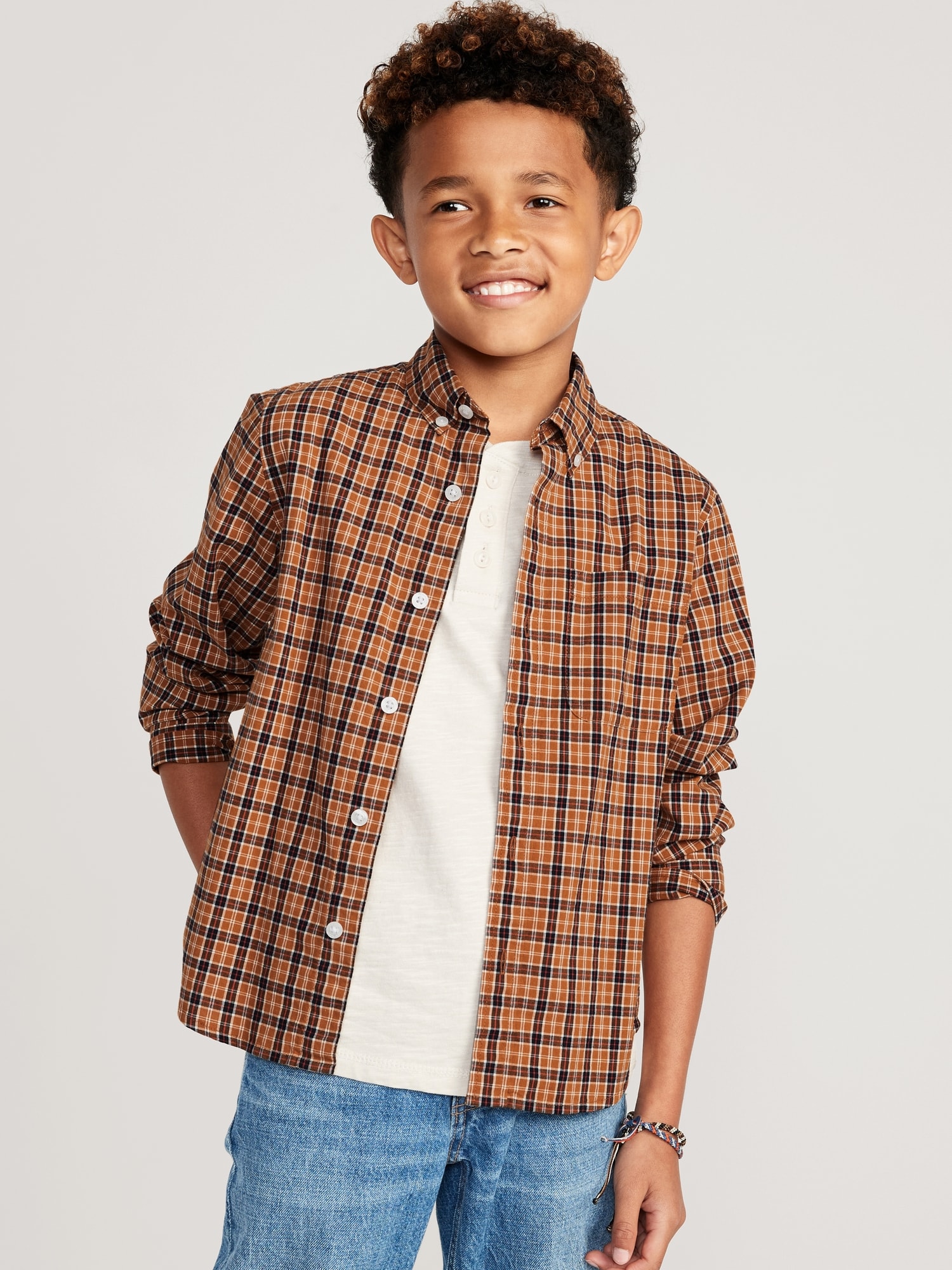 Old Navy Blue Grey Plaid LS Shirt Boys – Revived Clothing Exchange