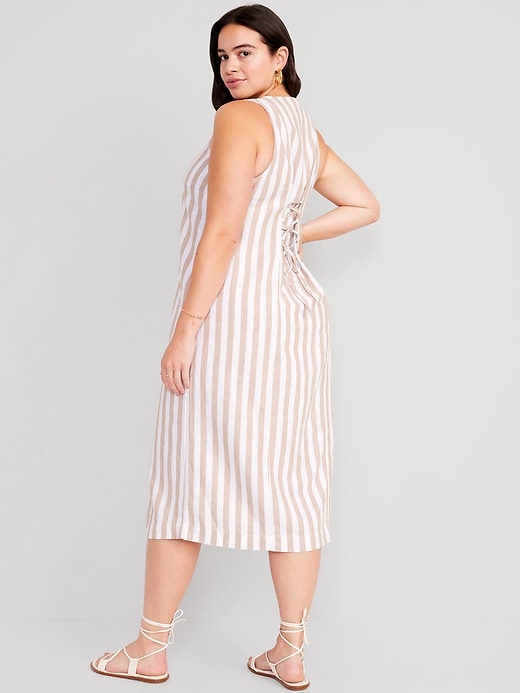 Image number 5 showing, Sleeveless Button-Front Linen-Blend Midi Dress