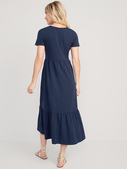 old navy midi tiered dress Short-Sleeve Tiered Midi Dress
