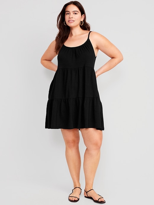 Image number 4 showing, Braided-Strap Tiered Mini Swing Dress
