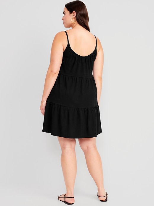 Image number 5 showing, Braided-Strap Tiered Mini Swing Dress