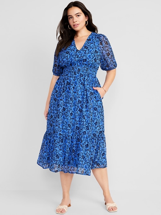 Image number 4 showing, Waist-Defined V-Neck Midi Dress