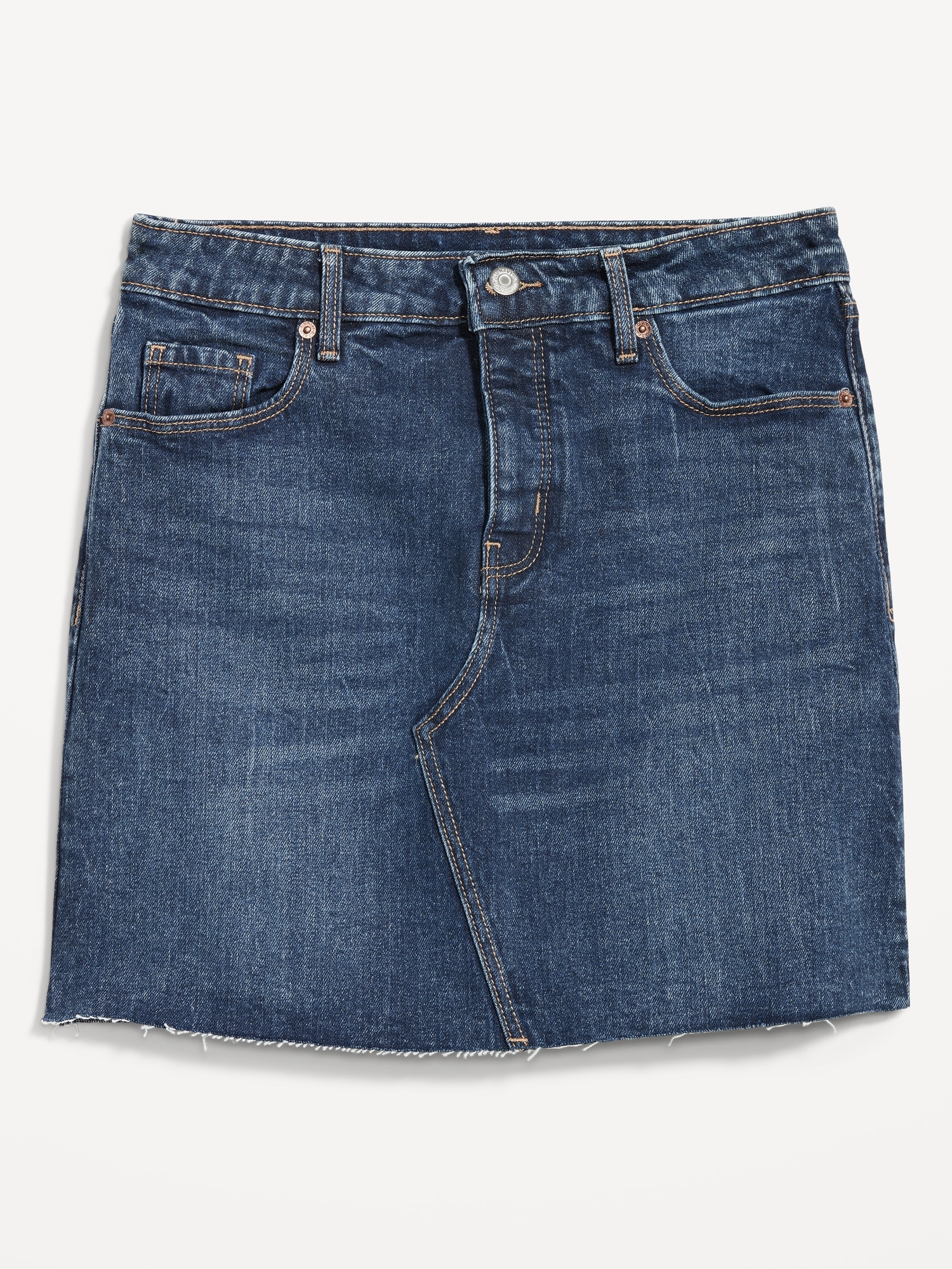 High-Waisted Button-Fly OG Straight Mini Cut-Off Jean Skirt for Women ...