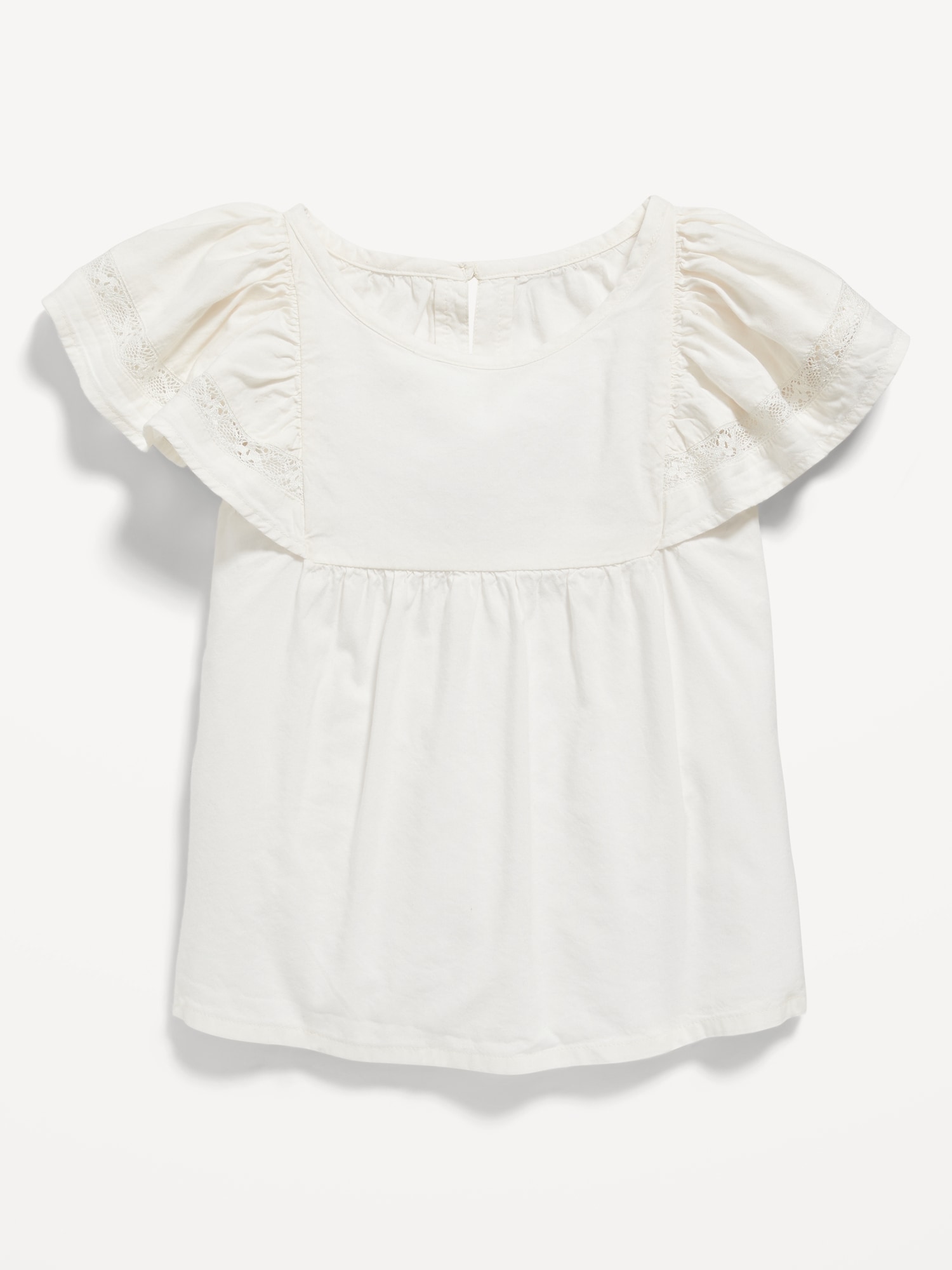 Flutter-Sleeve Lace-Trim Swing Top for Girls | Old Navy