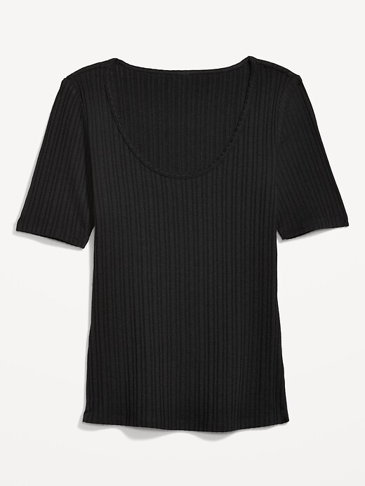 Image number 4 showing, Fitted Elbow-Sleeve Rib-Knit T-Shirt