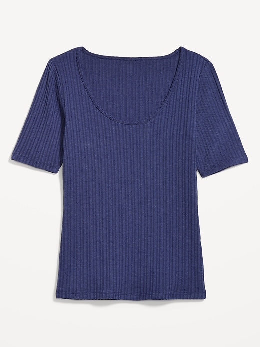 Image number 4 showing, Fitted Elbow-Sleeve Rib-Knit T-Shirt