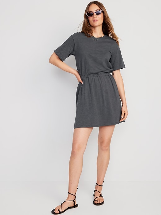 Waist-Defined Slub-Knit Mini Dress | Old Navy