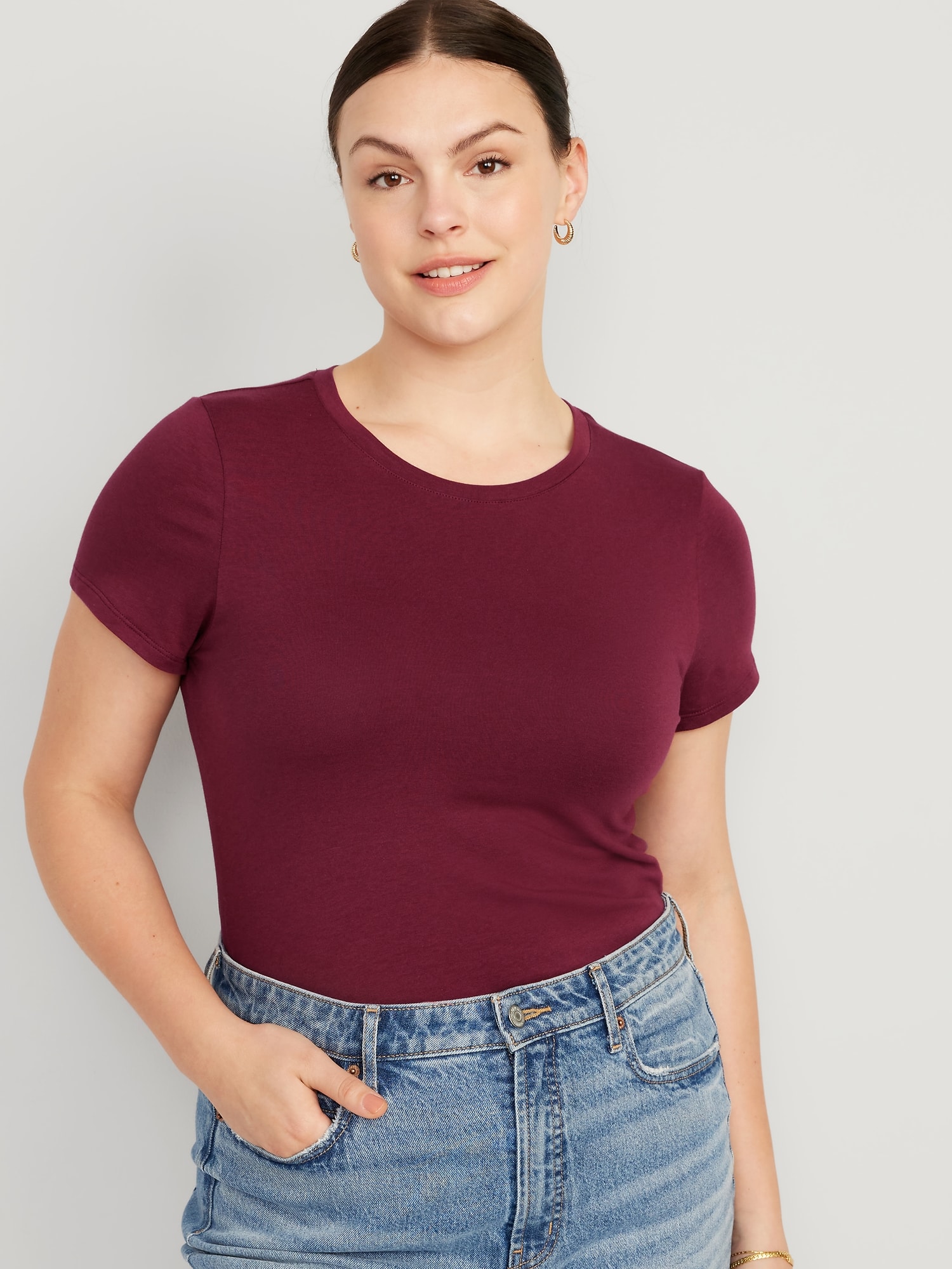 Cropped Bestee Crew-Neck T-Shirt | for Old Women Navy