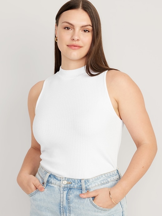 Image number 5 showing, Fitted Sleeveless Mock-Neck Top
