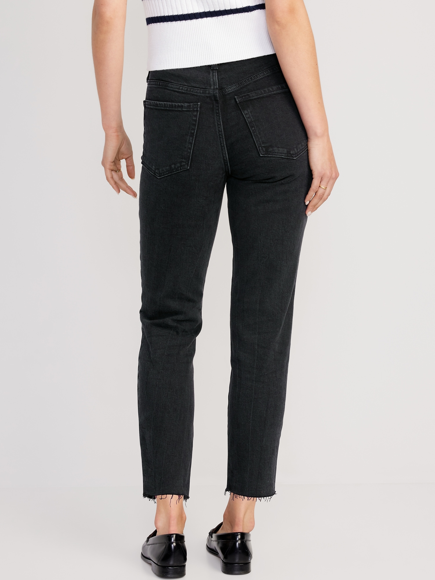 High-Waisted OG Straight Black Cutoff Jeans for Women | Old Navy